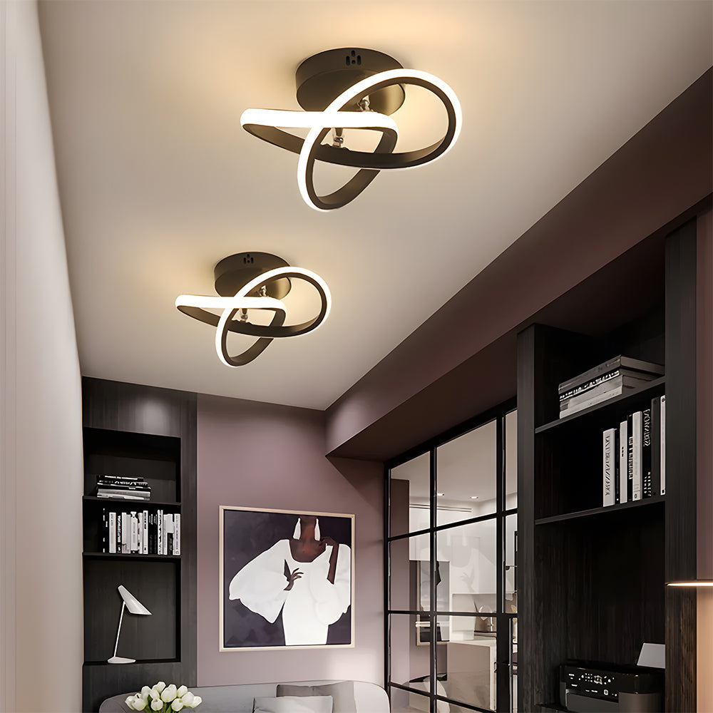 Modern Geometric LED Ceiling Light | Minimalist Black Metal Frame Fixture