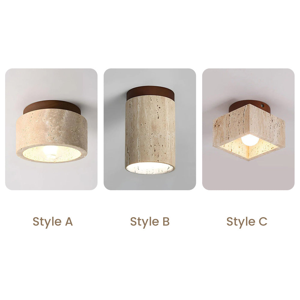 Minimalist Wood Cylinder Flush Mount Ceiling Light - Natural Finish LED Downlight