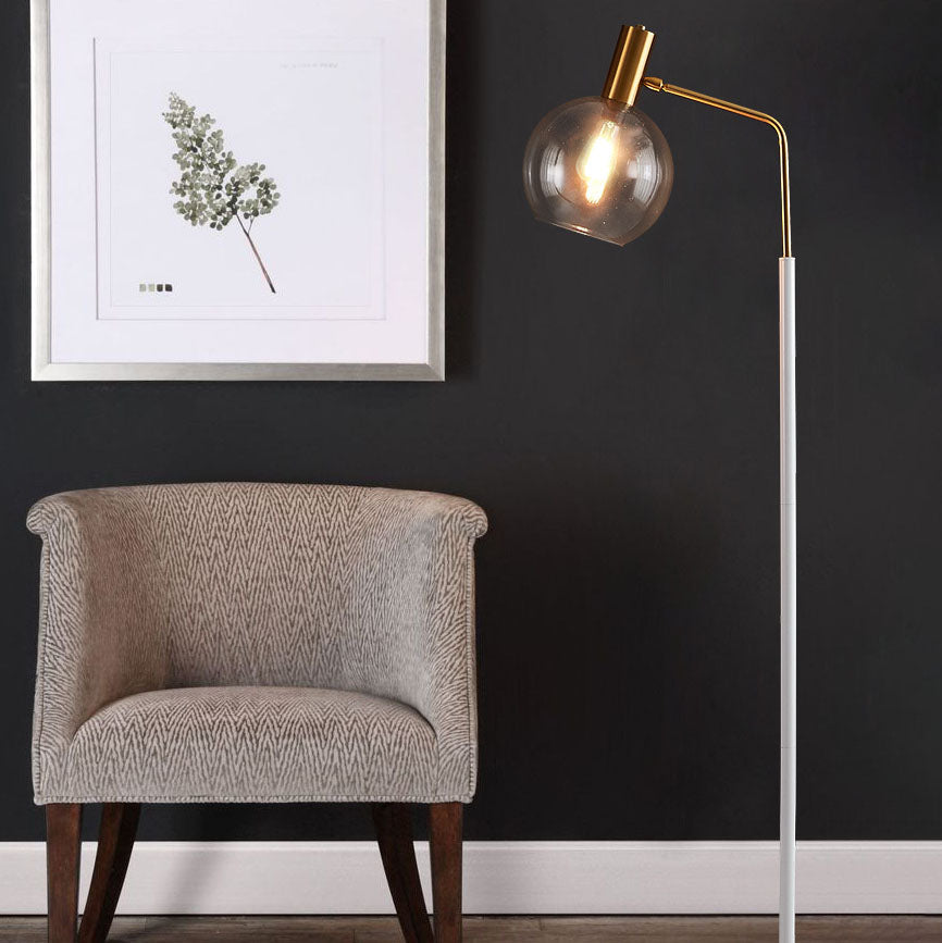 Nordic Minimalist Glass Dome Shade Marble Base 1-Light Standing Floor Lamp