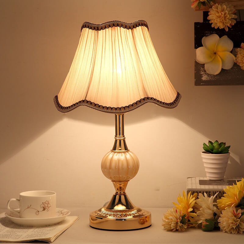 Nordic Vintage Table Lamp | Elegant Fabric Shade Bedside Lamp
