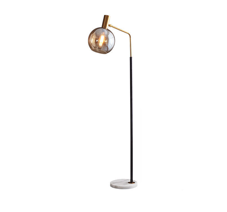 Nordic Minimalist Glass Dome Shade Marble Base 1-Light Standing Floor Lamp