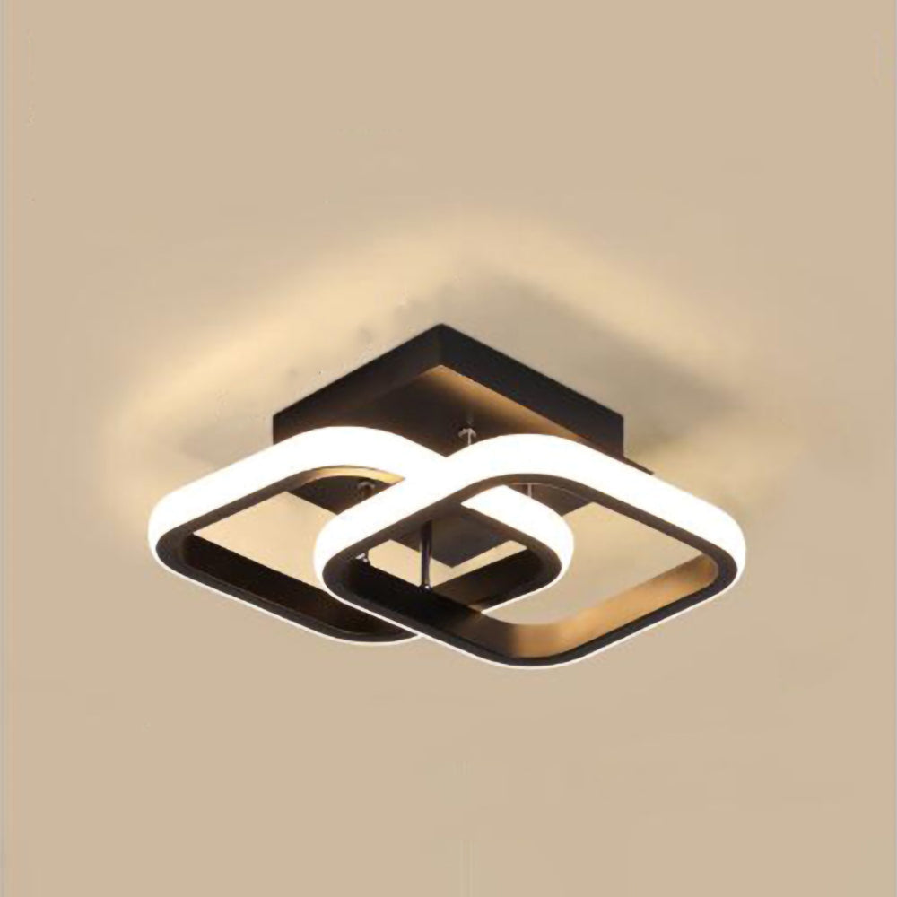 Modern Geometric LED Ceiling Light | Minimalist Black Metal Frame Fixture