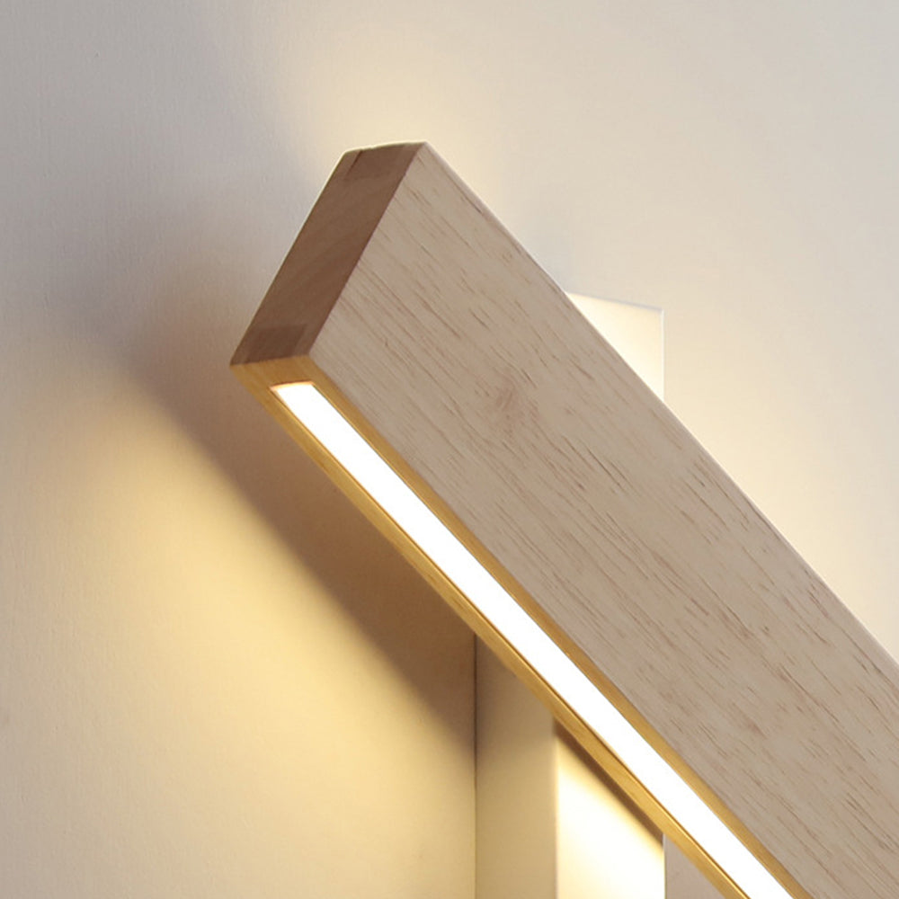 Rotatable Wood LED Wall Sconce - Modern Minimalist Bedside Reading Light
