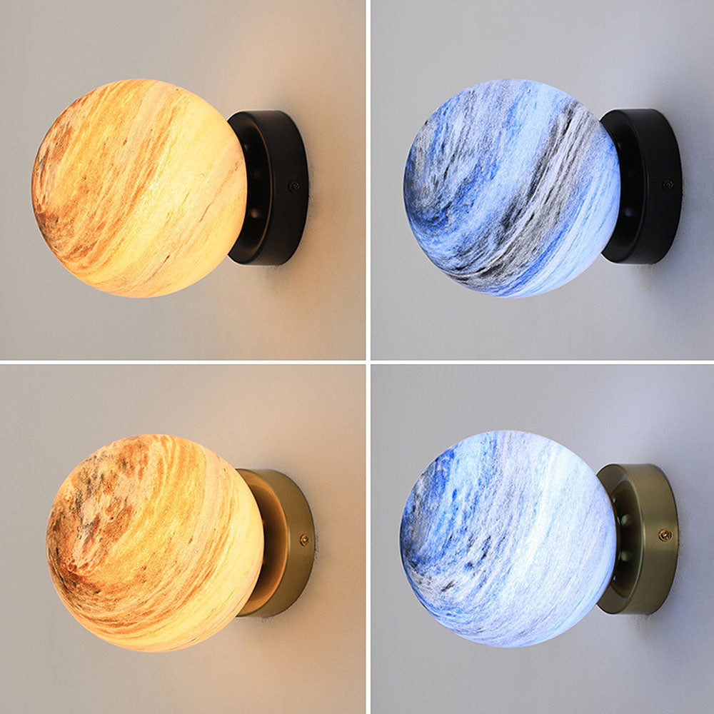 Modern Glass Globe Ceiling Light Flush Mount White