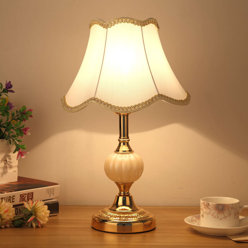 Nordic Vintage Table Lamp | Elegant Fabric Shade Bedside Lamp