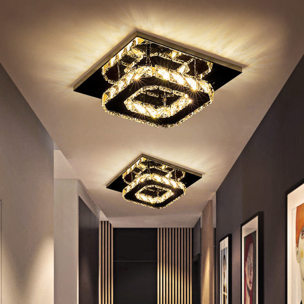 Crystal LED Flush Mount Ceiling Light Modern Dimmable