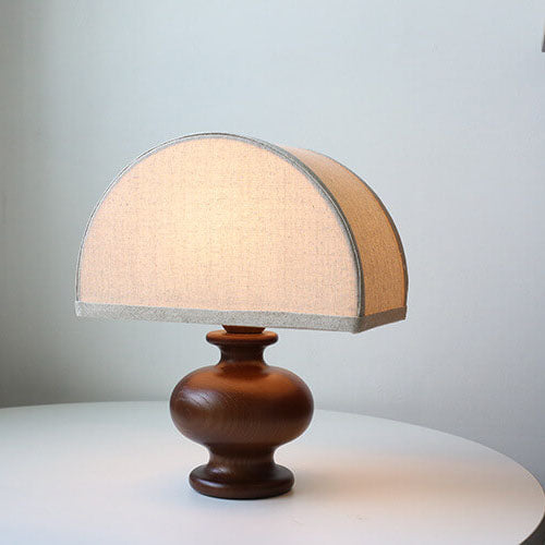 Japanese Wabi-Sabi Wooden Table Lamp | Vintage Fabric Shade Bedside Light