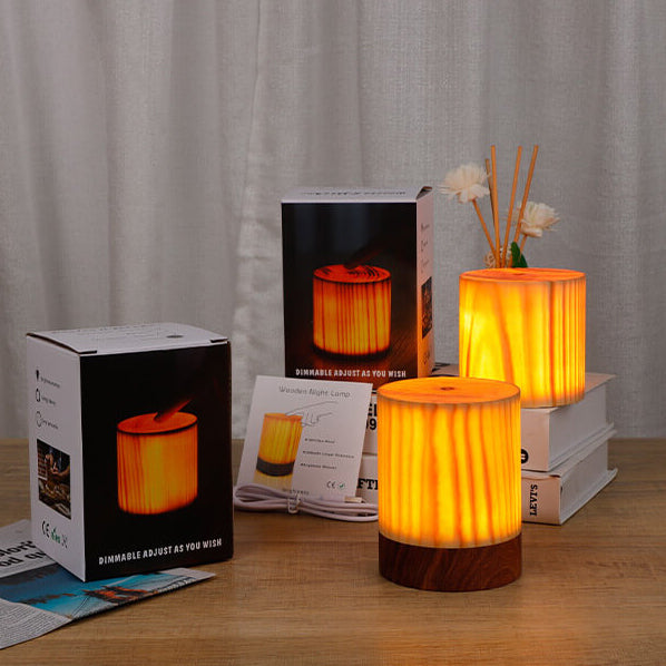 Wood LED Touch Night Light | Modern Wooden Table Lamp