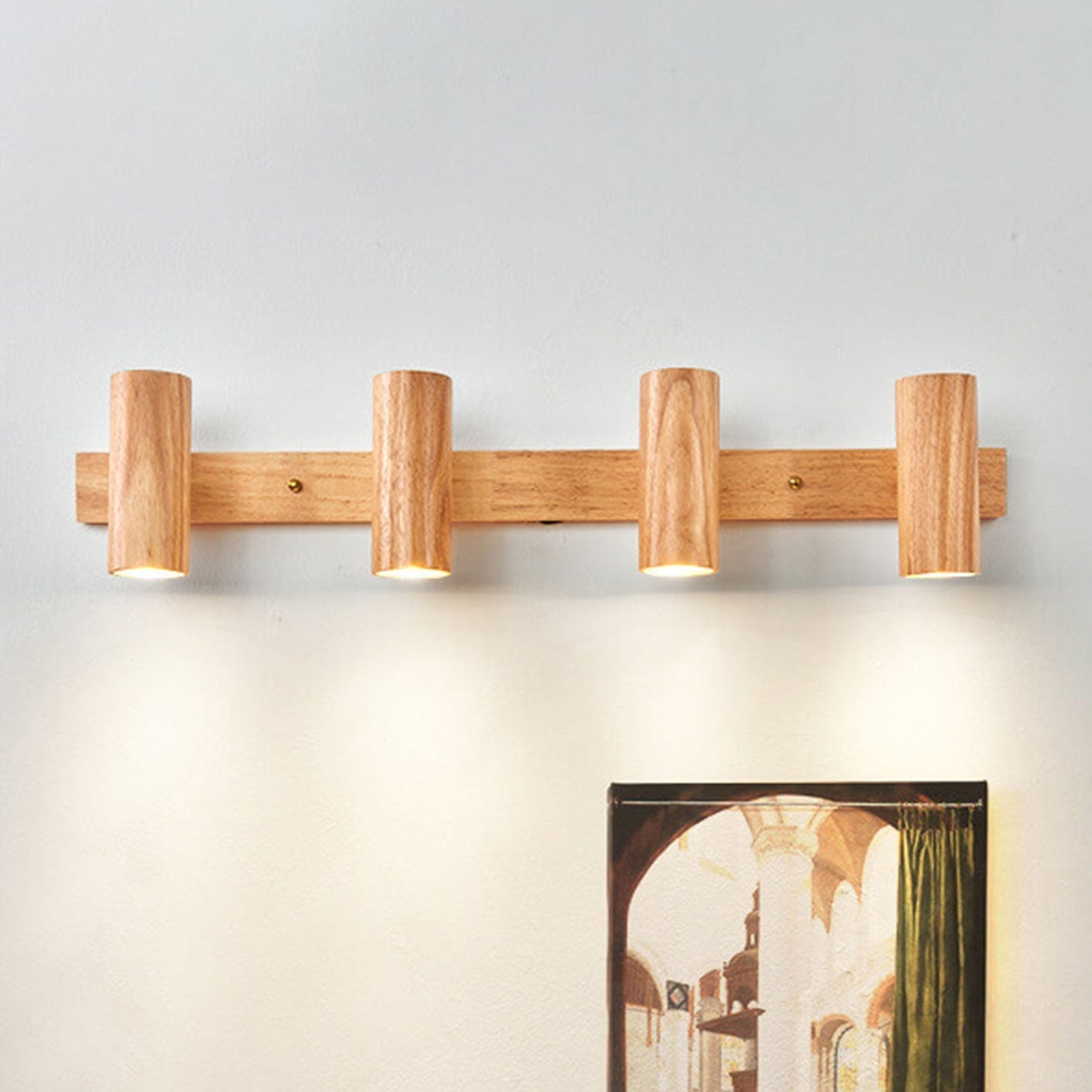 Modern Wooden Wall Light | Minimalist Track Spotlight Sconce