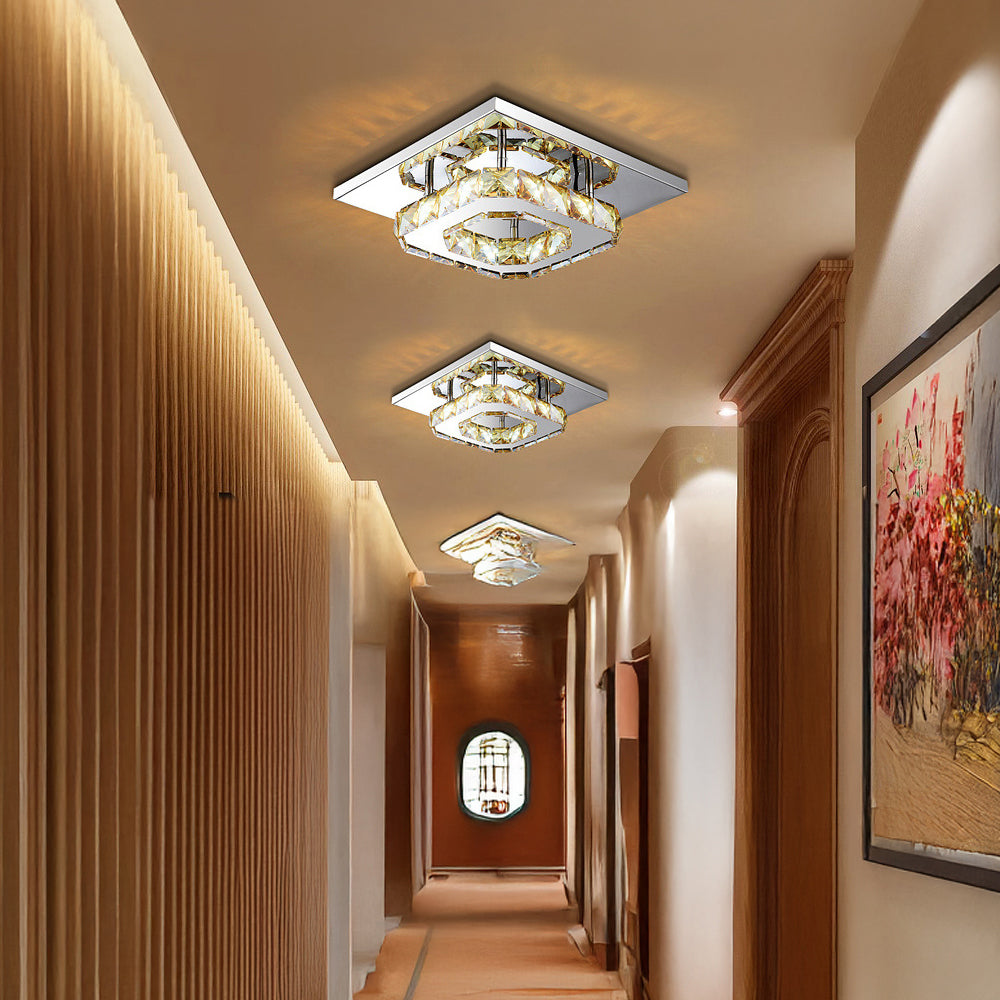 Crystal LED Flush Mount Ceiling Light Modern Dimmable