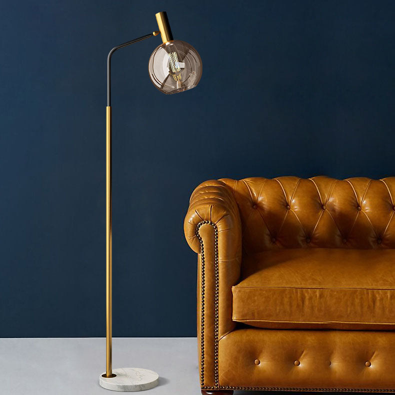 Nordic Minimalist Glass Dome Shade Marble Base 1-Light Standing Floor Lamp