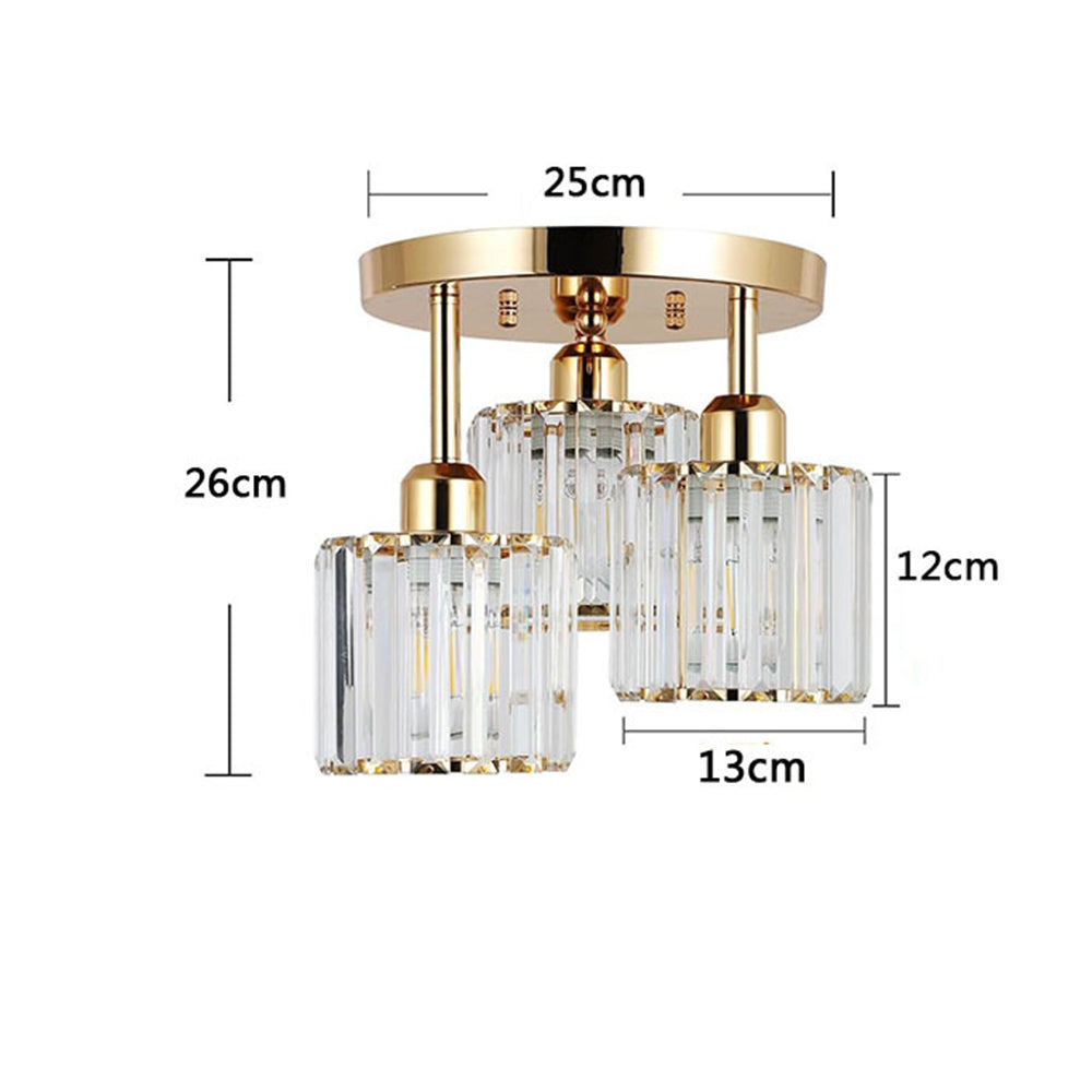 3-Light Crystal Semi-Flush Mount Ceiling Fixture | Modern Ceiling Light