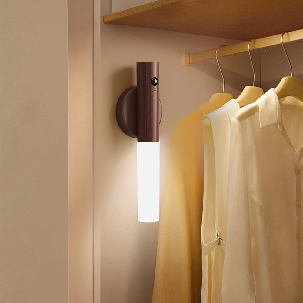 LED Motion Sensor Wall Light Wood Wireless Rechargeable