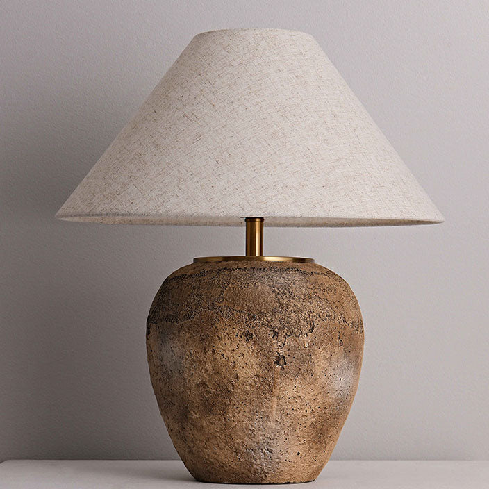 Ceramic Table Lamp with Fabric Shade | Modern Shabby Chic Bedside Lamp