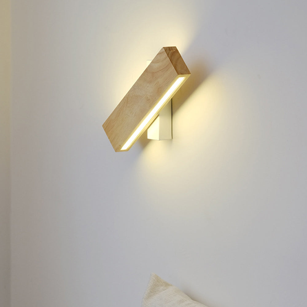 Rotatable Wood LED Wall Sconce - Modern Minimalist Bedside Reading Light