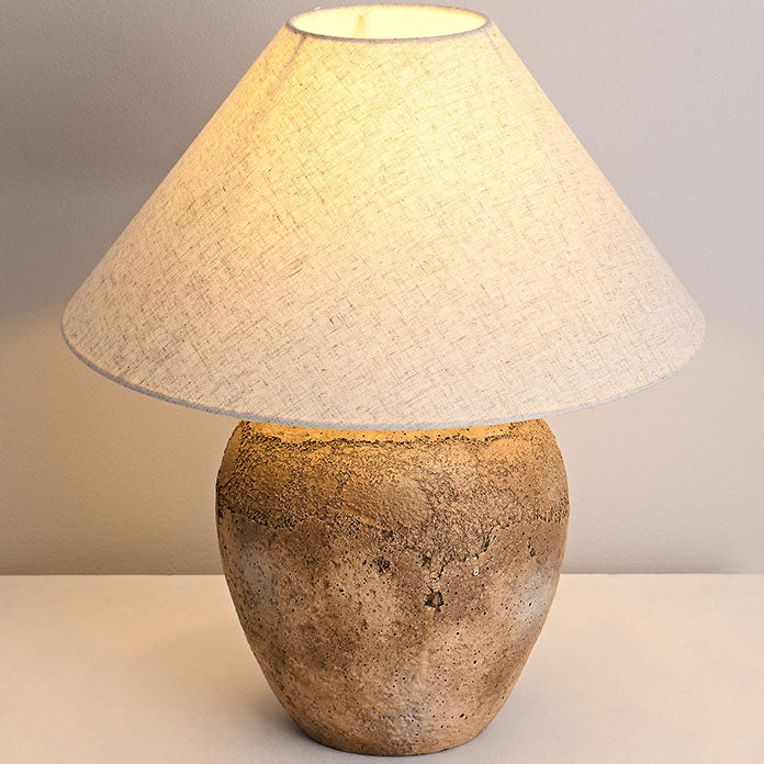 Ceramic Table Lamp with Fabric Shade | Modern Shabby Chic Bedside Lamp