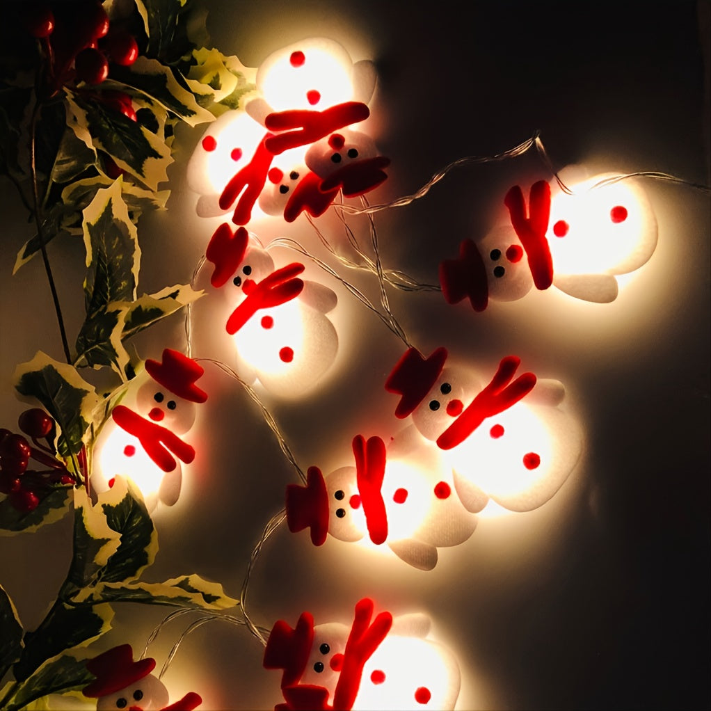 Snowman String Lights – 10 Warm White LED Fairy Lights for Christmas Tree