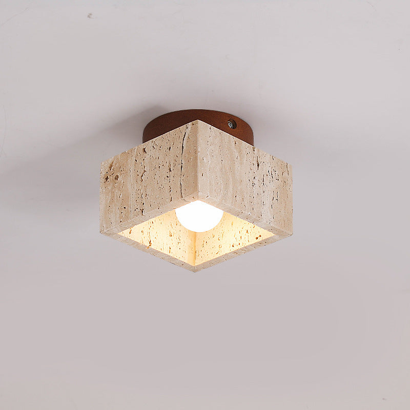 Minimalist Wood Cylinder Flush Mount Ceiling Light - Natural Finish LED Downlight
