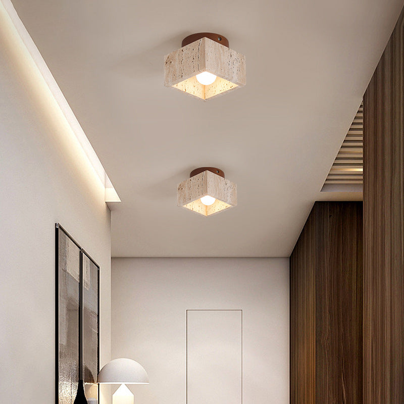 Minimalist Wood Cylinder Flush Mount Ceiling Light - Natural Finish LED Downlight