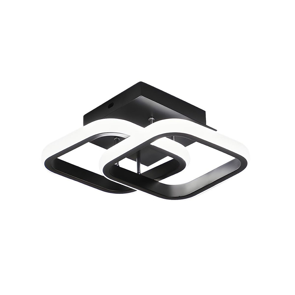 Modern Geometric LED Ceiling Light | Minimalist Black Metal Frame Fixture