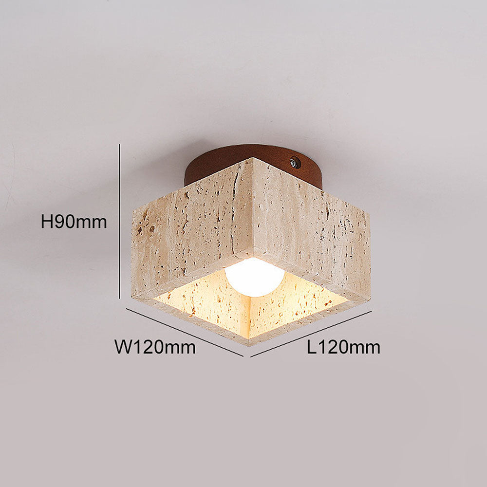 Minimalist Wood Cylinder Flush Mount Ceiling Light - Natural Finish LED Downlight