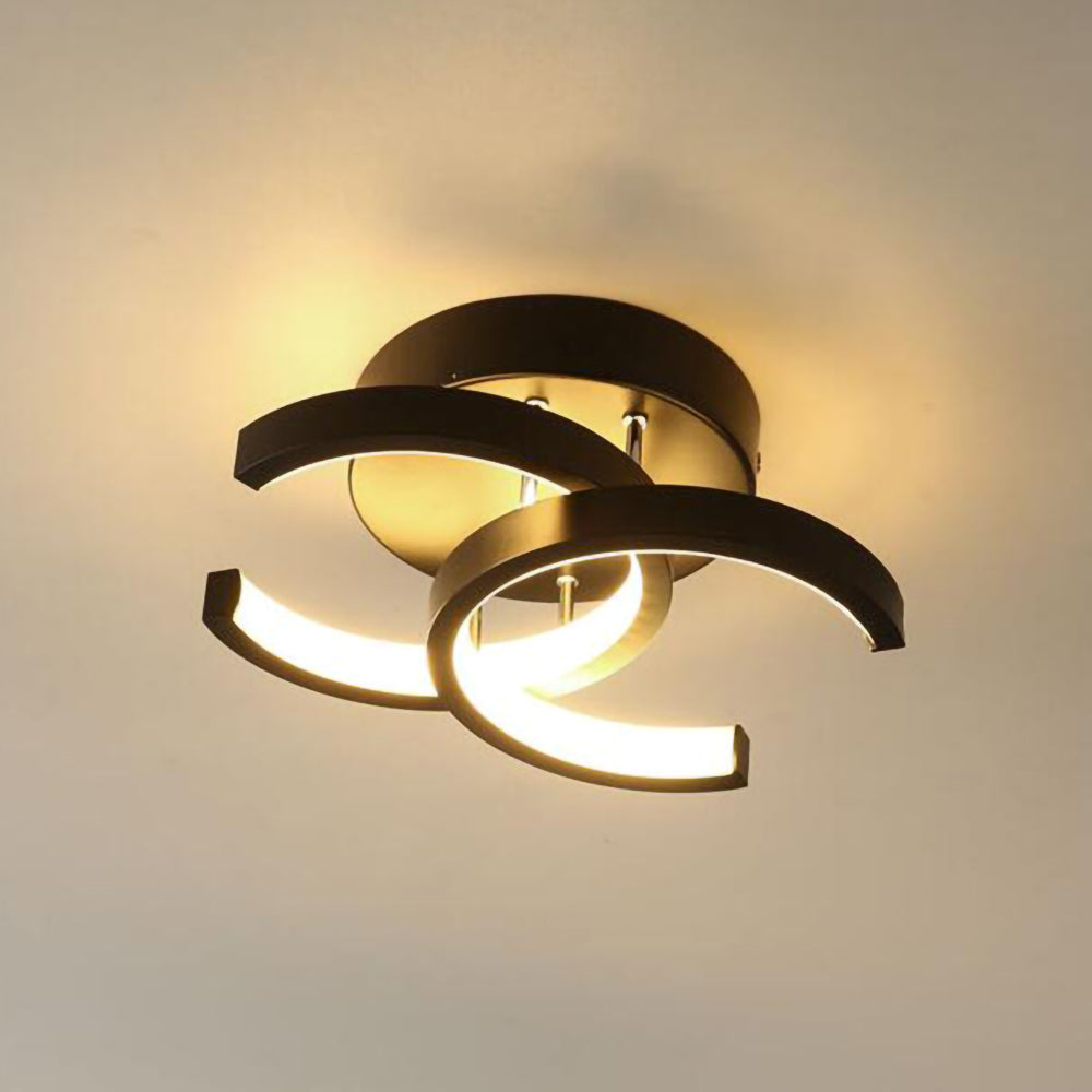 Modern Geometric LED Ceiling Light | Minimalist Black Metal Frame Fixture