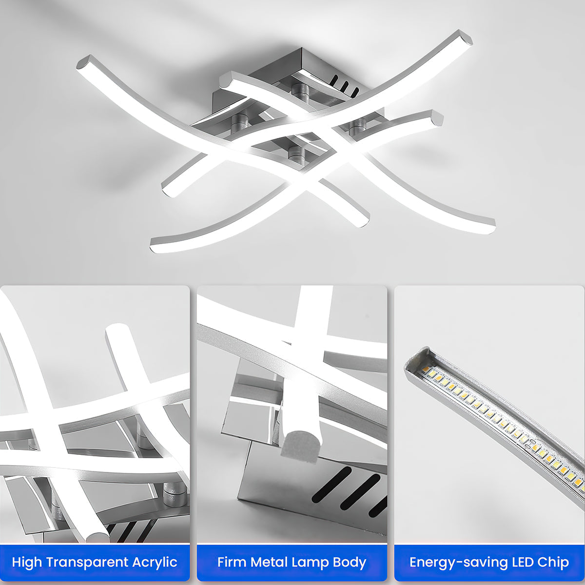 Modern LED Flush Mount Ceiling Light Aluminum Dimmable