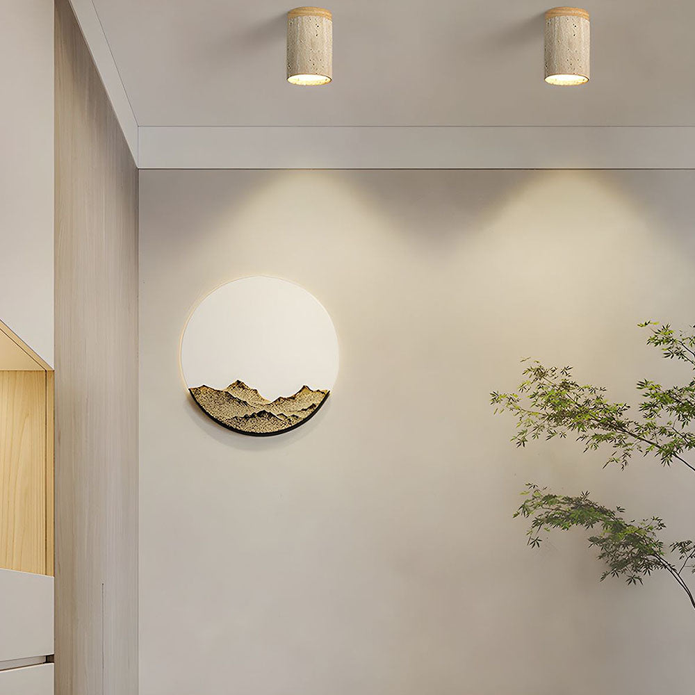 Minimalist Wood Cylinder Flush Mount Ceiling Light - Natural Finish LED Downlight