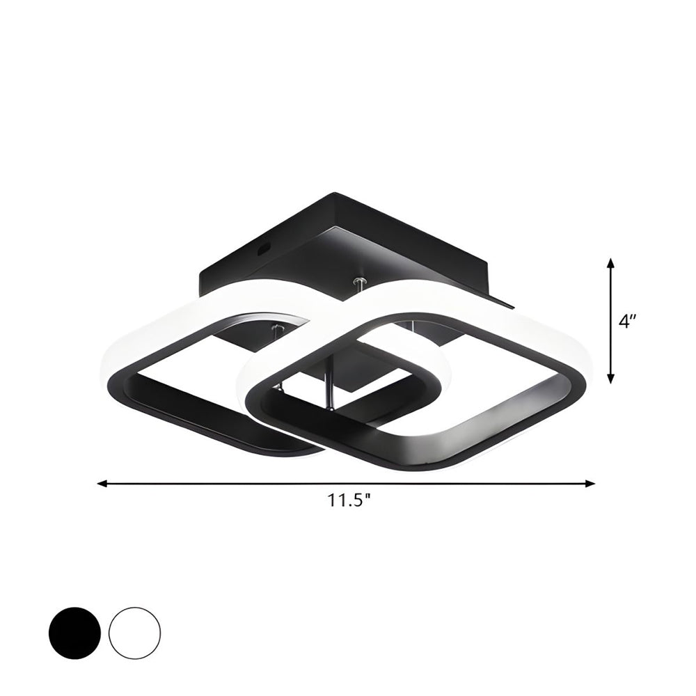 Modern Geometric LED Ceiling Light | Minimalist Black Metal Frame Fixture