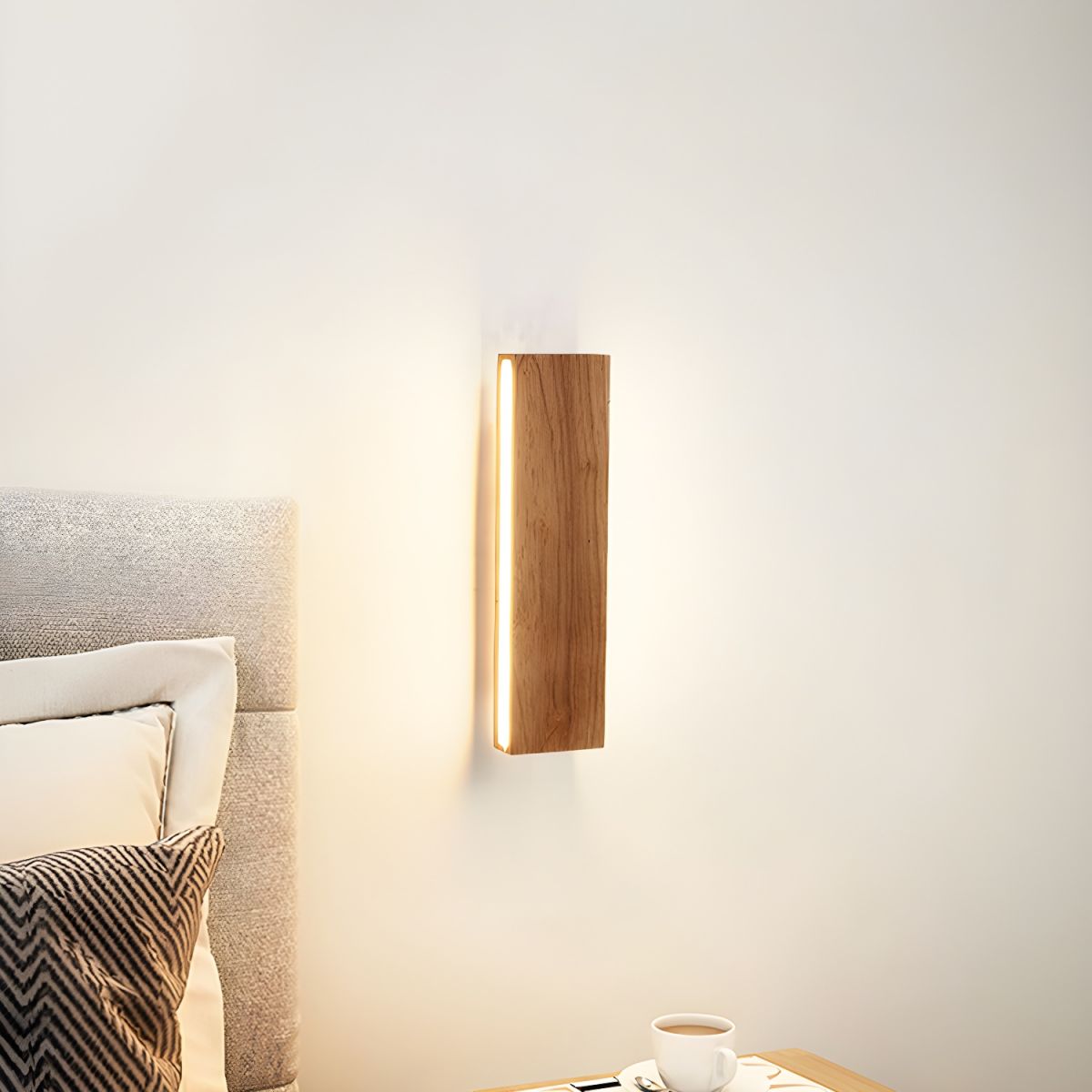 Rotatable Wood LED Wall Sconce - Modern Minimalist Bedside Reading Light