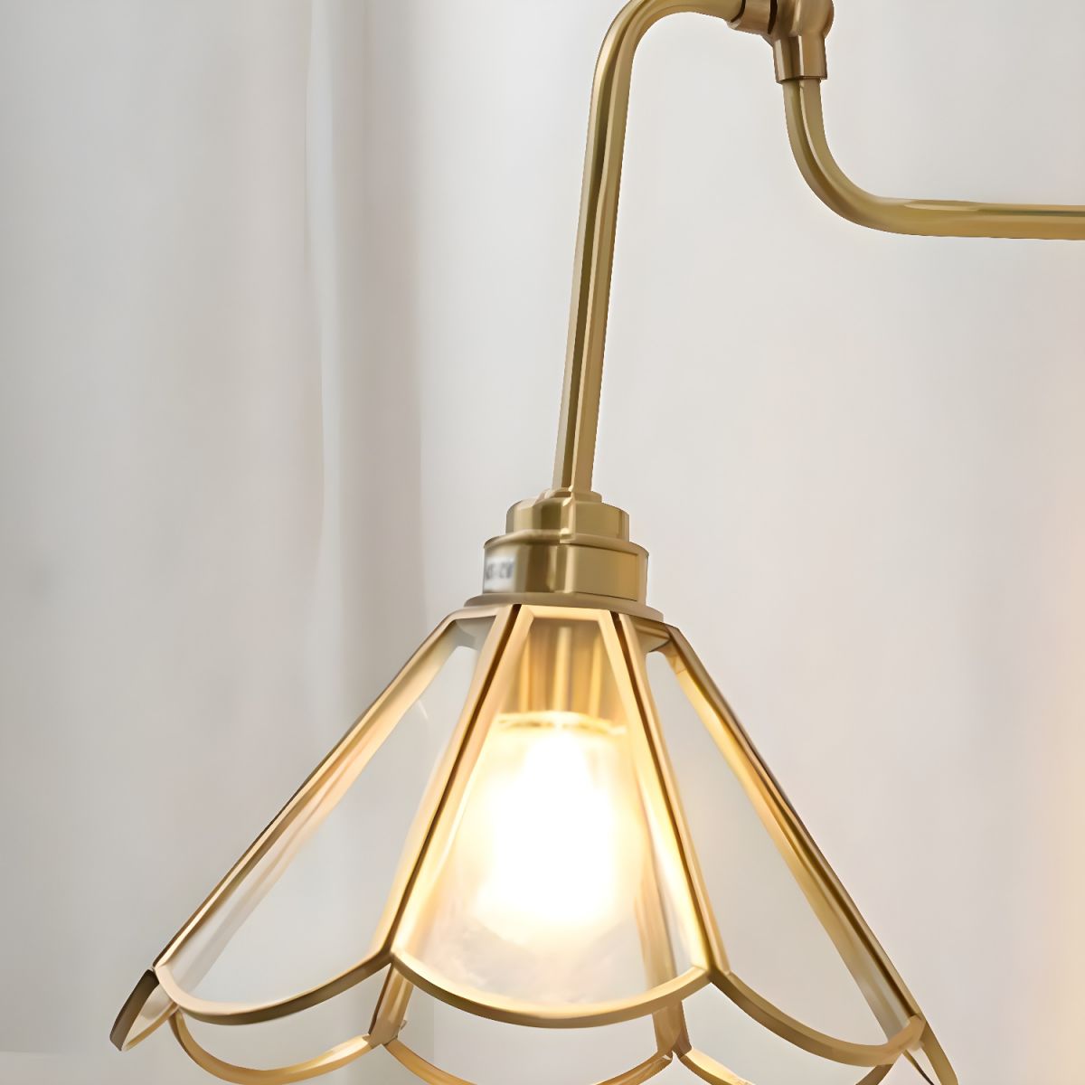 Vintage Brass & Glass Wall Sconce - Art Deco Fluted Shade w/ Pull Chain Switch