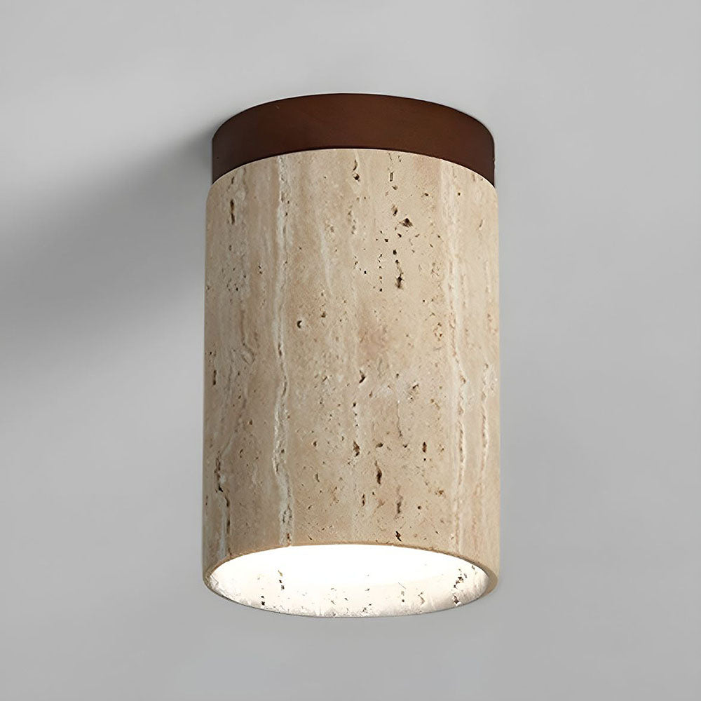 Minimalist Wood Cylinder Flush Mount Ceiling Light - Natural Finish LED Downlight