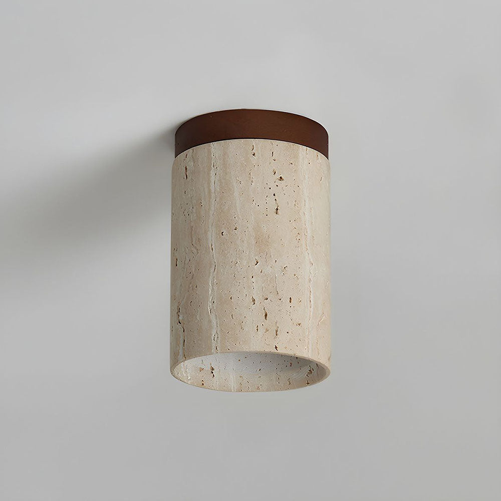 Minimalist Wood Cylinder Flush Mount Ceiling Light - Natural Finish LED Downlight