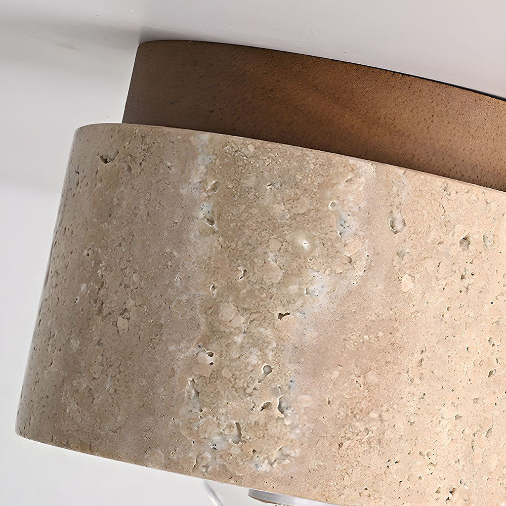 Minimalist Wood Cylinder Flush Mount Ceiling Light - Natural Finish LED Downlight