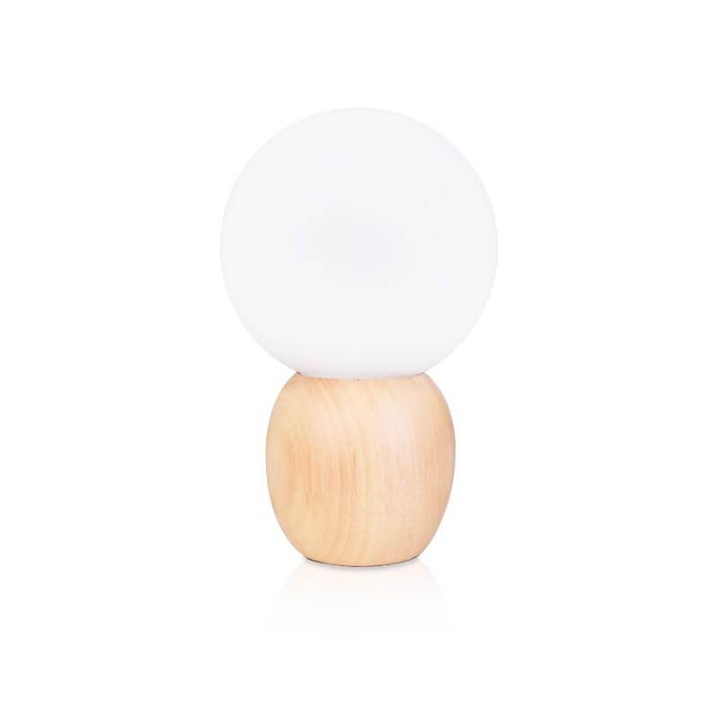 Nordic Wooden Table Lamp | Minimalist Glass Orb Bedside Lamp