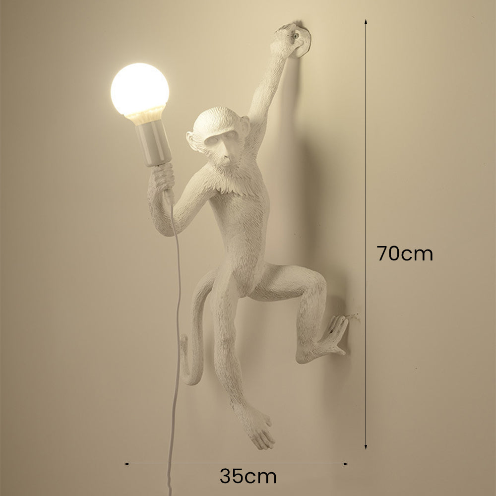 Wall Light With Quirky Resin Monkey Design | Decorative Animal Light Fixture