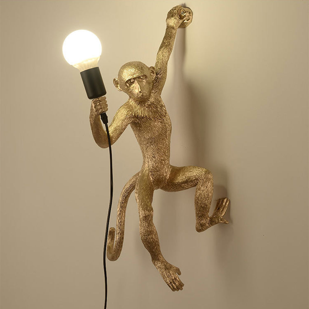 Wall Light With Quirky Resin Monkey Design | Decorative Animal Light Fixture