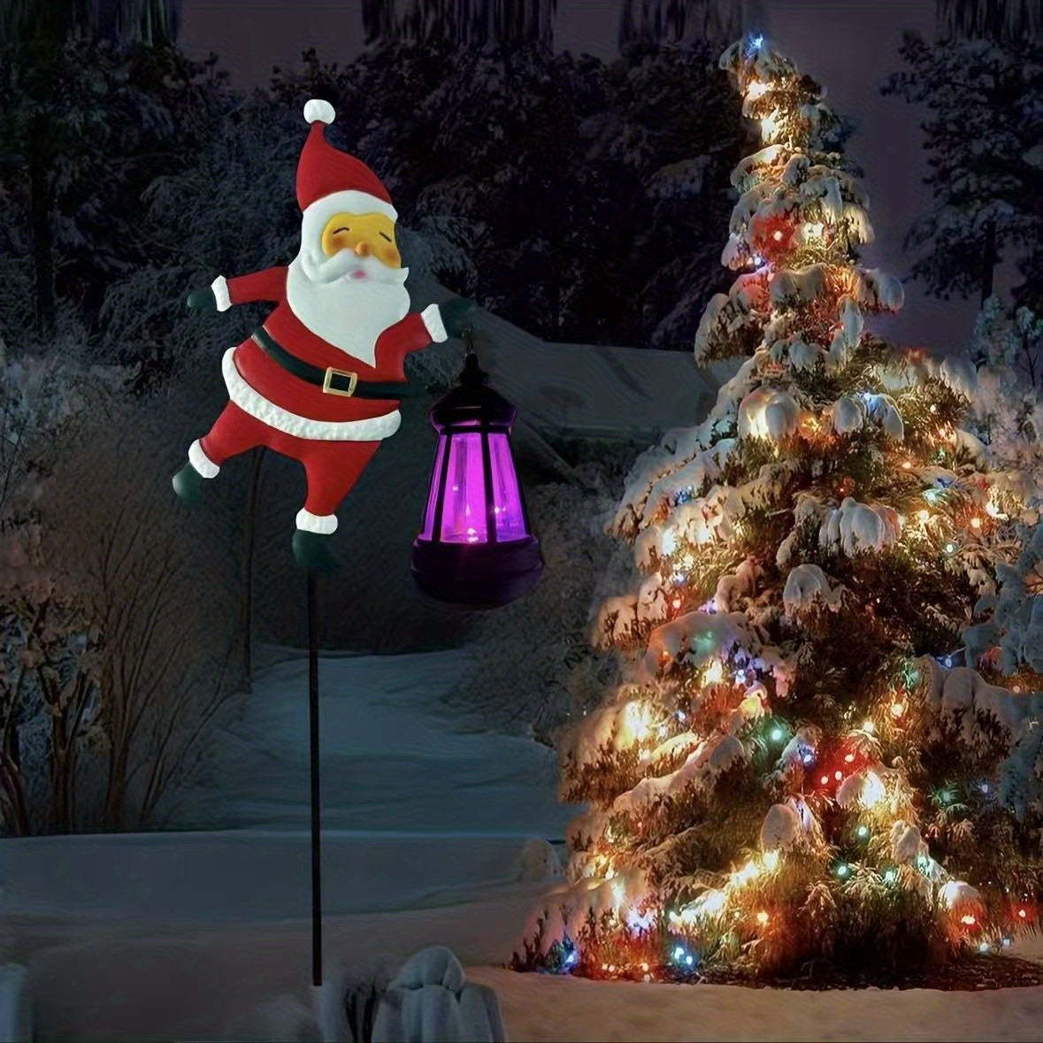 Solar Santa Claus Hanging Lights – Energy-Efficient Outdoor Christmas