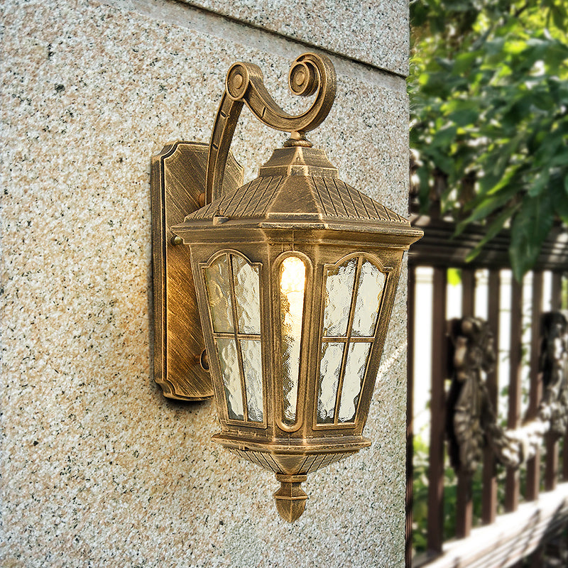 Traditional Outdoor Wall Lantern | Brass or Black Porch Light with Dimpled Glass