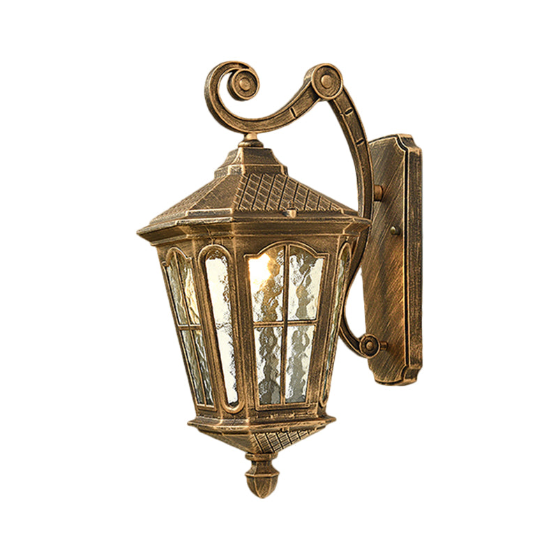 Traditional Outdoor Wall Lantern | Brass or Black Porch Light with Dimpled Glass