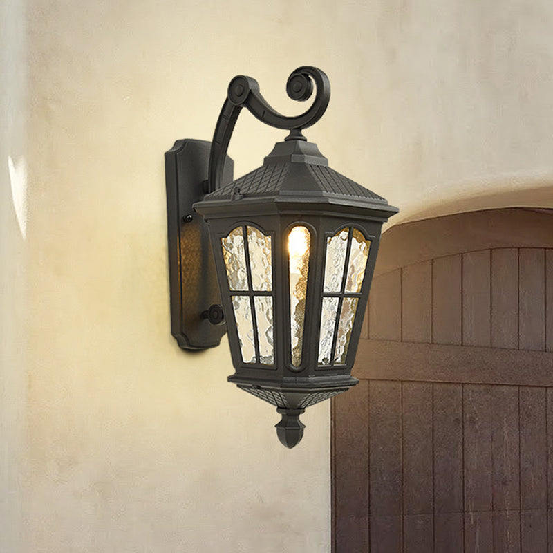 Traditional Outdoor Wall Lantern | Brass or Black Porch Light with Dimpled Glass
