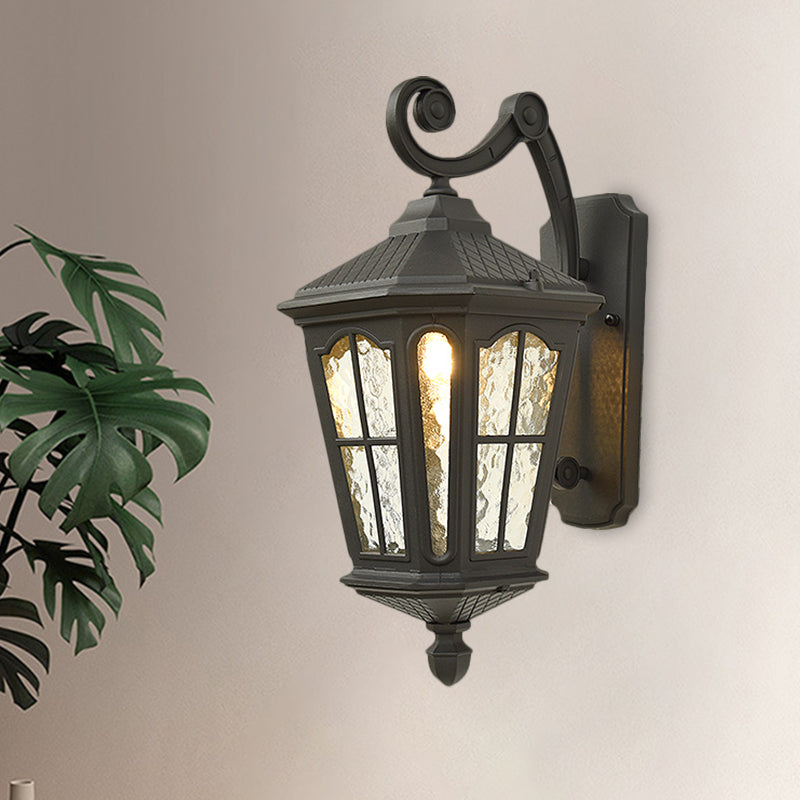 Traditional Outdoor Wall Lantern | Brass or Black Porch Light with Dimpled Glass