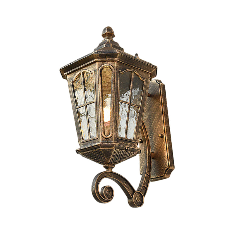 Traditional Outdoor Wall Lantern | Brass or Black Porch Light with Dimpled Glass