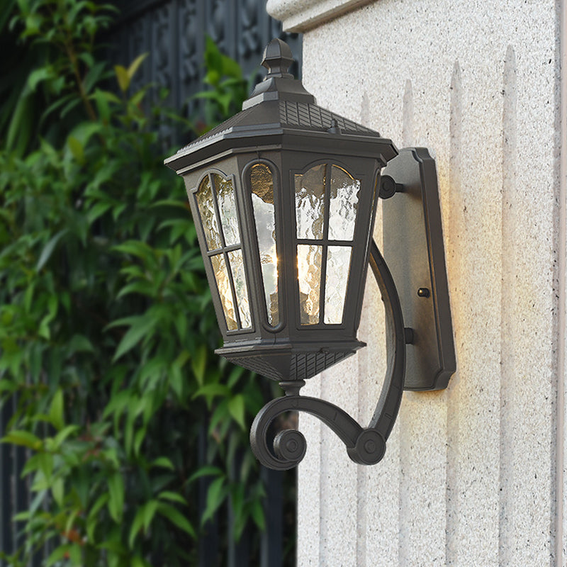 Traditional Outdoor Wall Lantern | Brass or Black Porch Light with Dimpled Glass