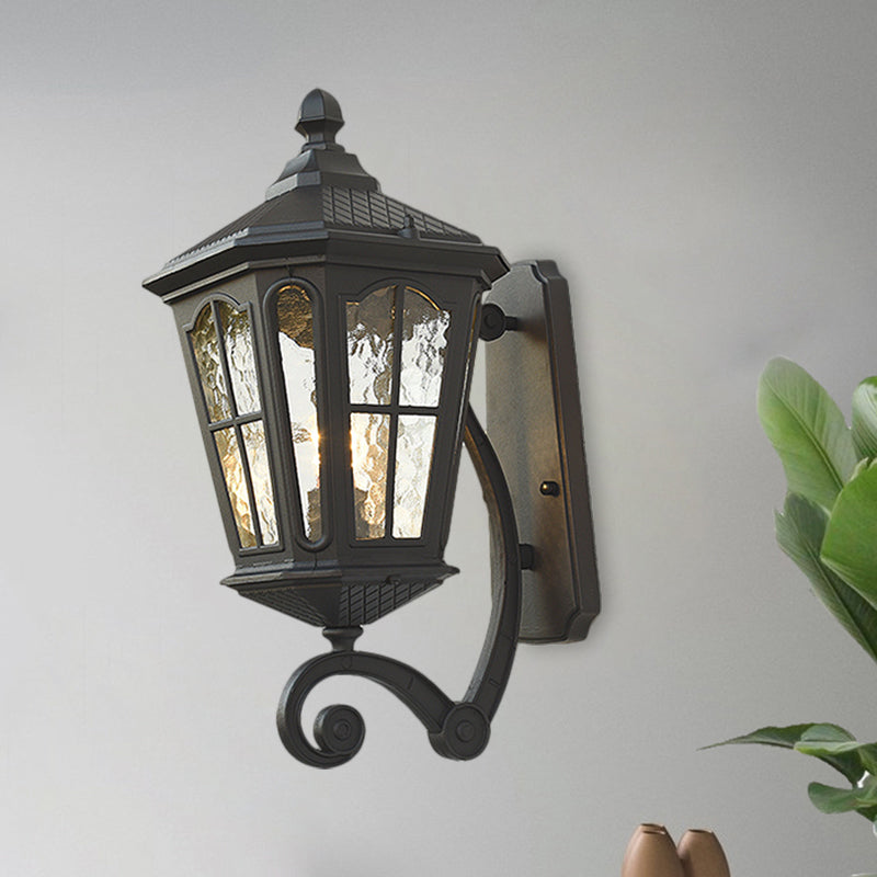Traditional Outdoor Wall Lantern | Brass or Black Porch Light with Dimpled Glass