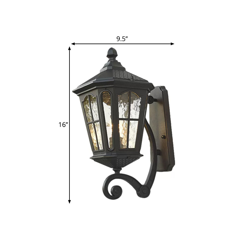 Traditional Outdoor Wall Lantern | Brass or Black Porch Light with Dimpled Glass