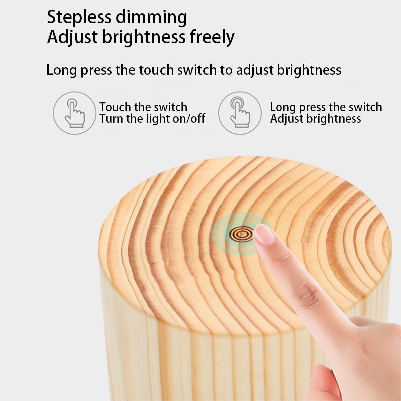 Wood LED Touch Night Light | Modern Wooden Table Lamp