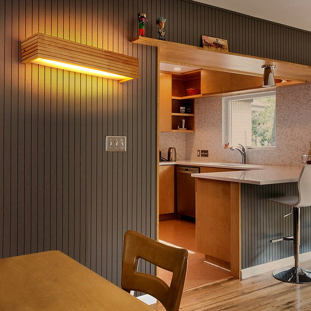 Modern Wood LED Wall Sconce Dimmable Indoor