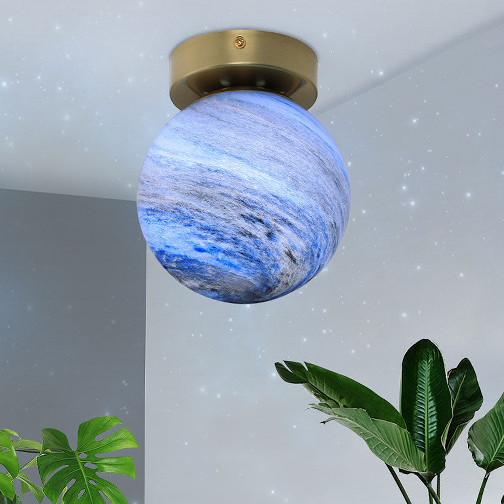 Modern Glass Globe Ceiling Light Flush Mount White