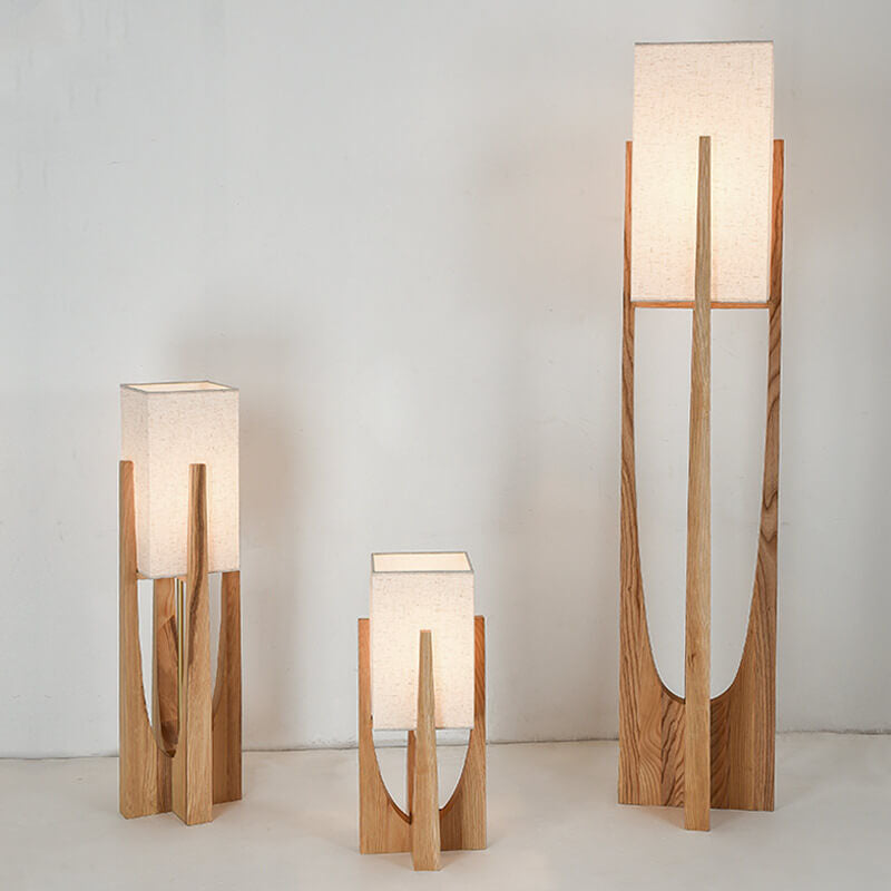 Modern Fabric Wood Standing Floor Lamp
